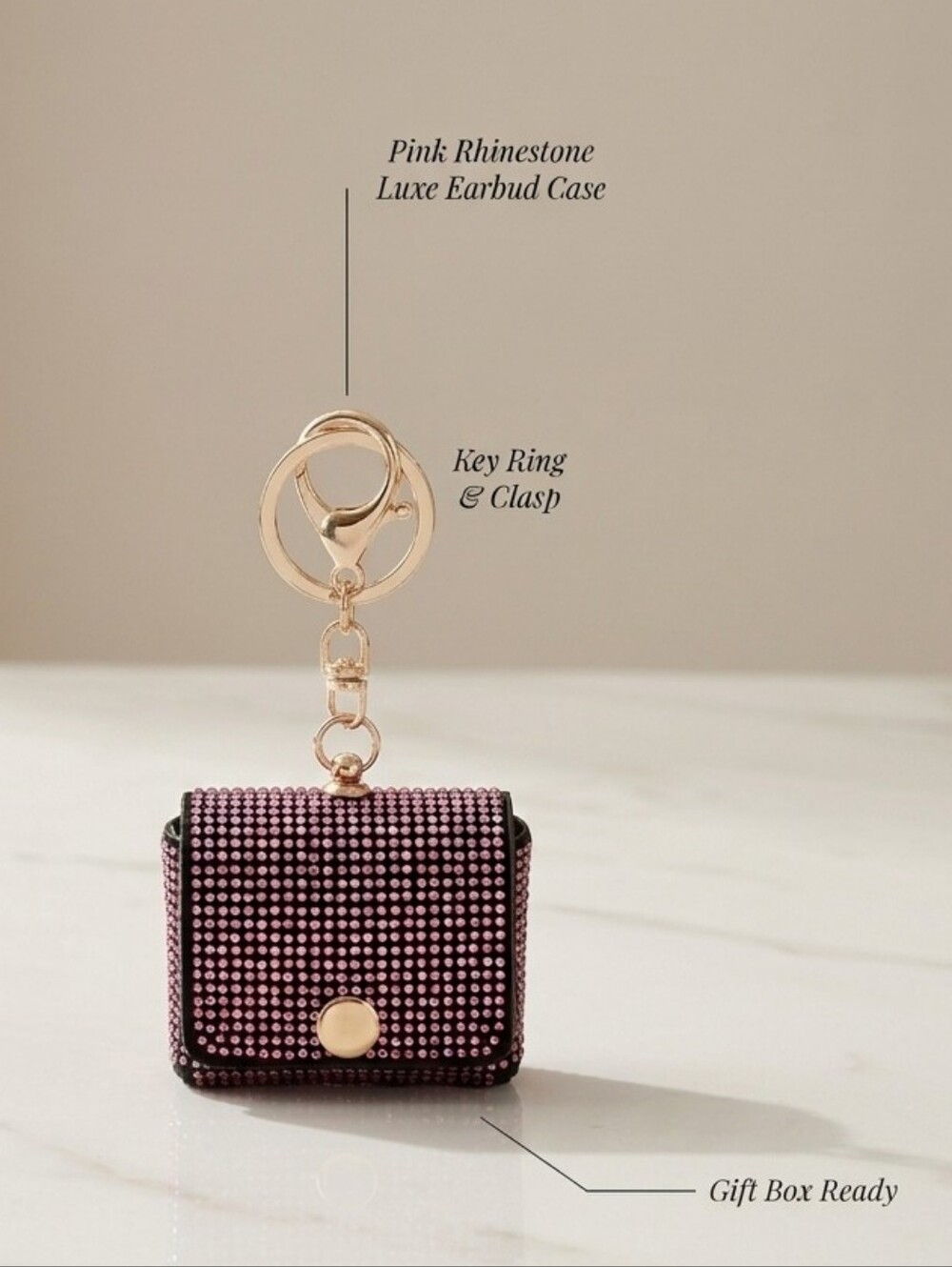 Sparkly Rhinestone Mini Bag Earbud Case & Keychain | Bling Charm Pouch